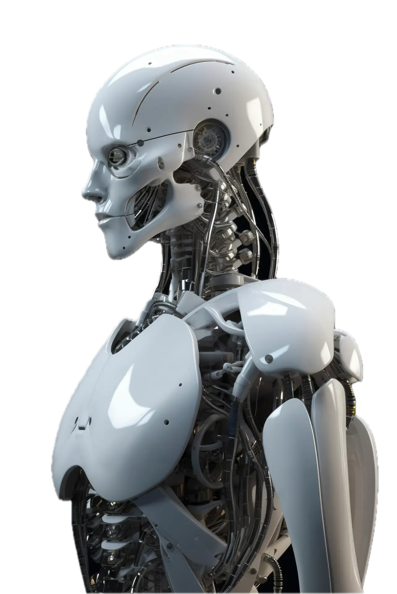 Robot humanoide blanco que representa inteligencia artificial empresarial
